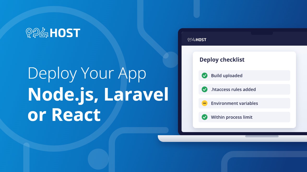 Deploy a Node.js, Laravel or React app on your hosting